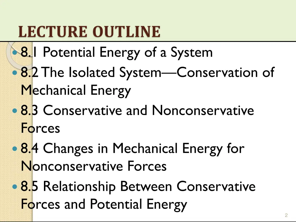 lecture outline 8 1 potential energy of a system