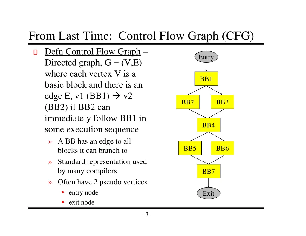 from last time control flow graph cfg defn