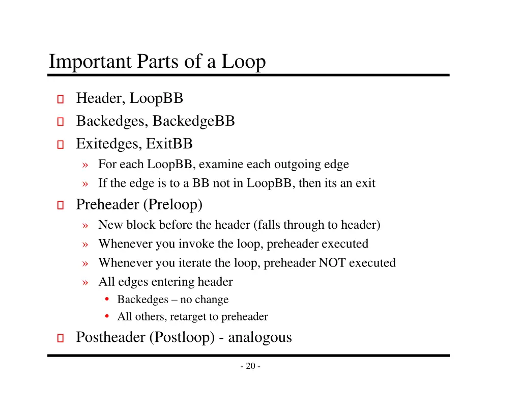 important parts of a loop