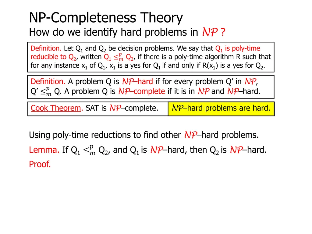 np completeness theory how do we identify hard 11