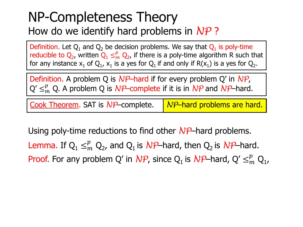 np completeness theory how do we identify hard 12
