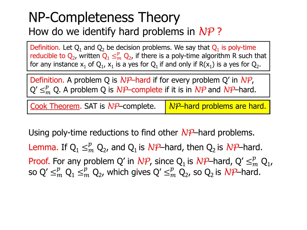 np completeness theory how do we identify hard 13