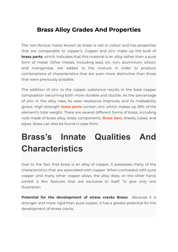 brass alloy grades and properties