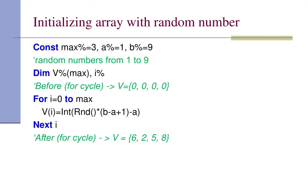 initializing array with random number