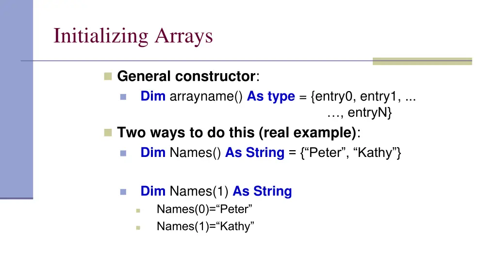 initializing arrays