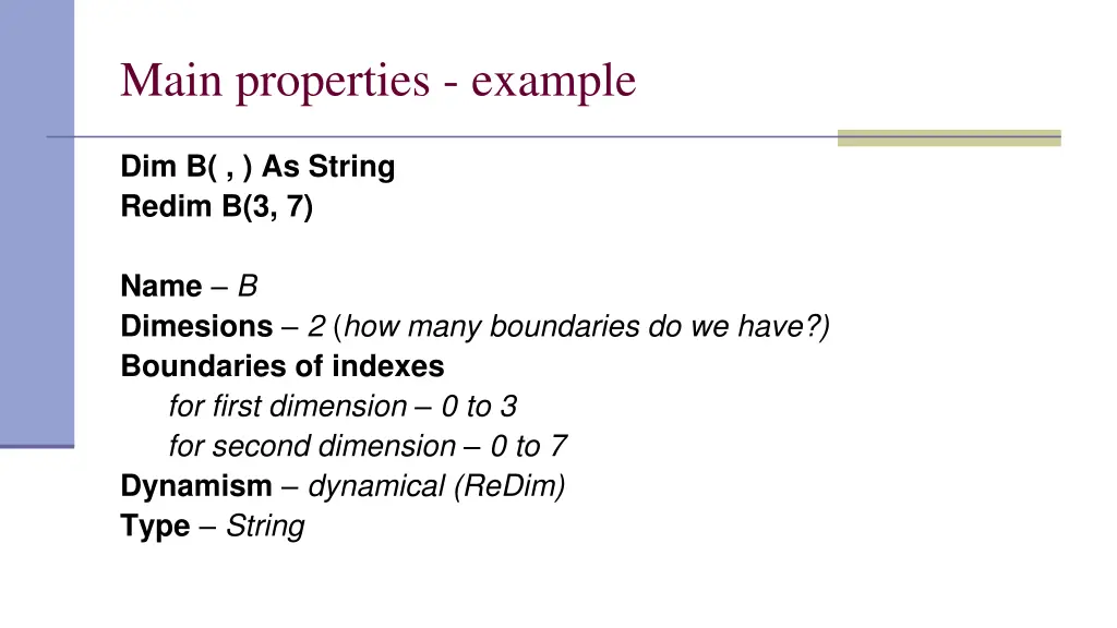 main properties example 1