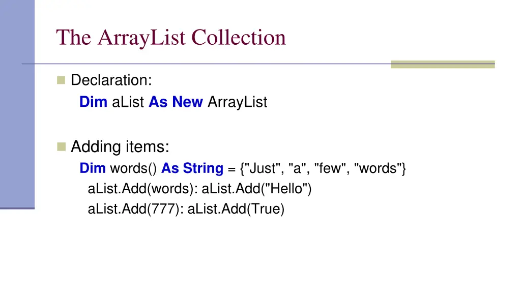 the arraylist collection