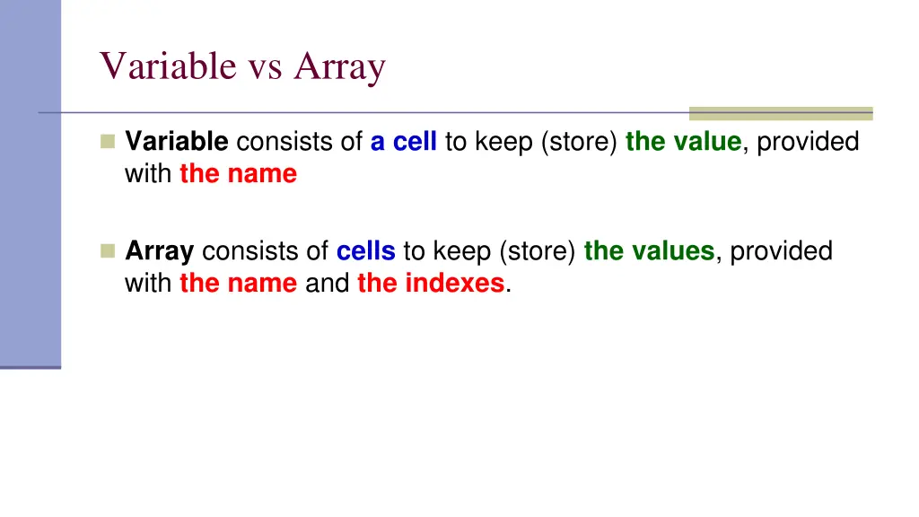 variable vs array
