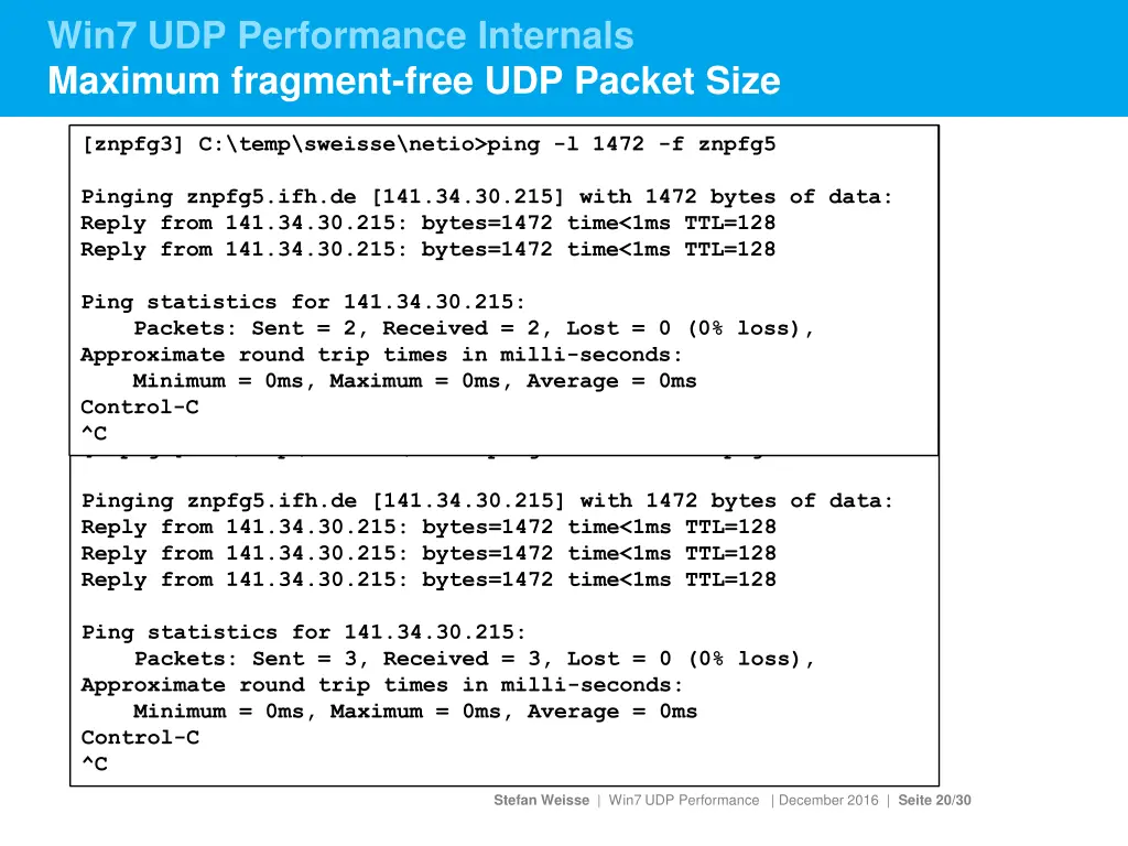 win7 udp performance internals maximum fragment 2