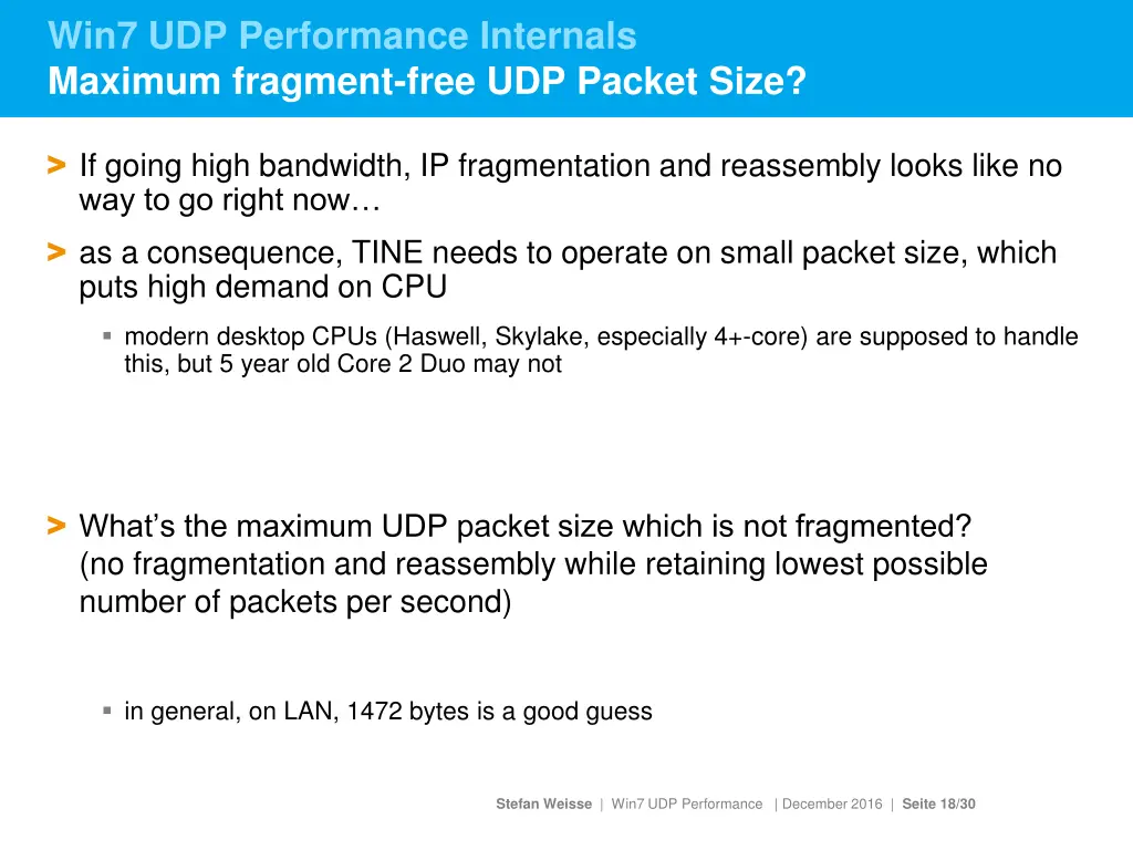 win7 udp performance internals maximum fragment