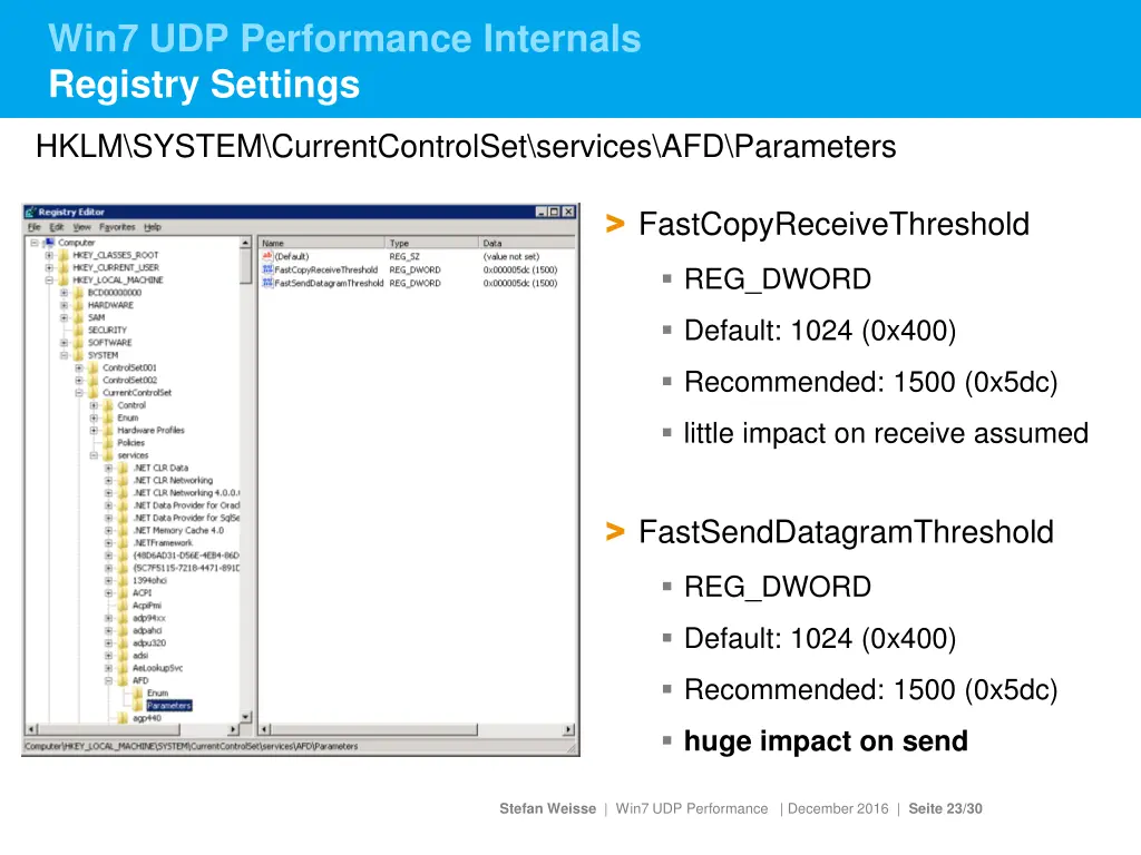 win7 udp performance internals registry settings