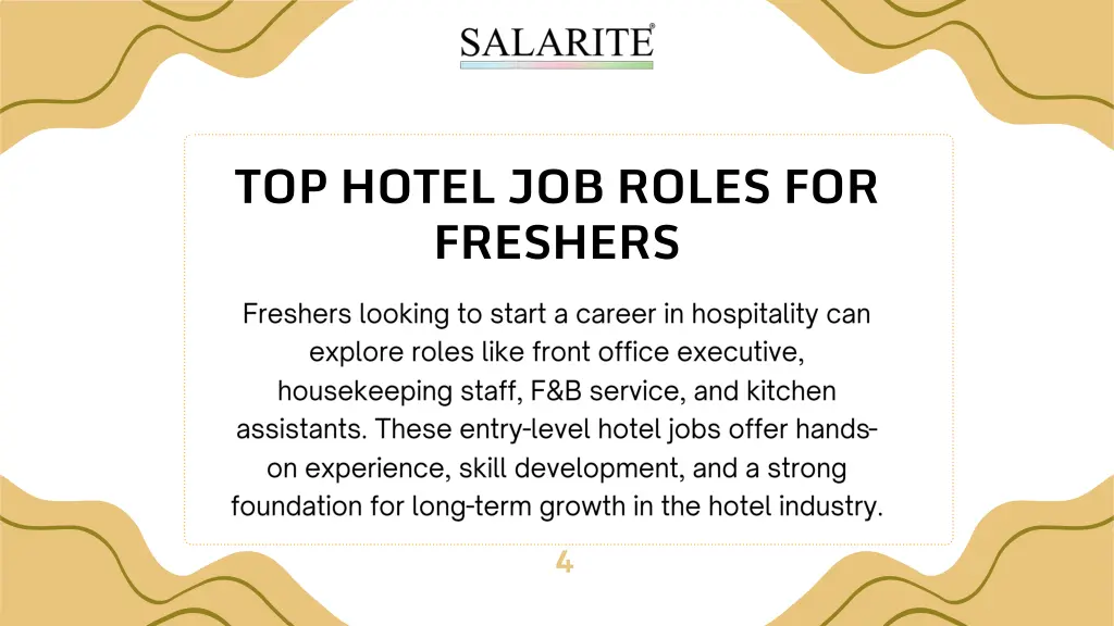 top hotel job roles for freshers