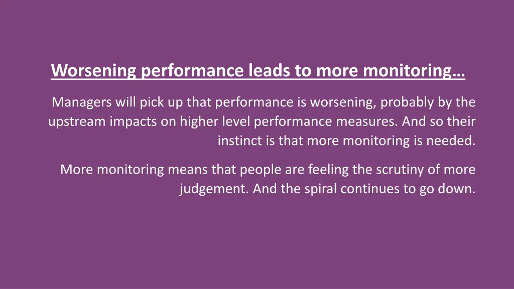 worsening performance leads to more monitoring