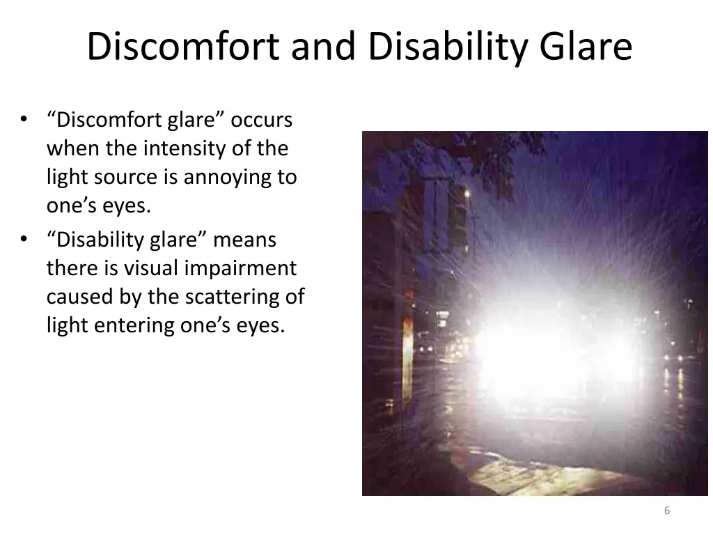 discomfort and disability glare