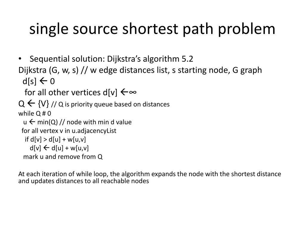 single source shortest path problem