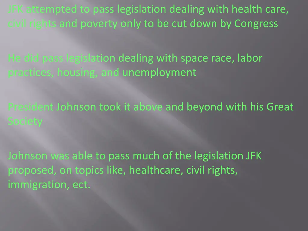 jfk attempted to pass legislation dealing with