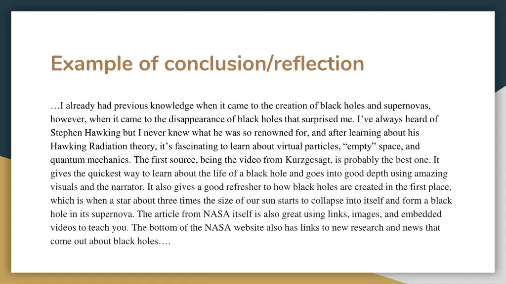 example of conclusion reflection