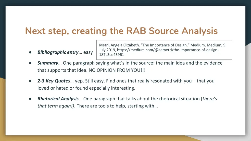 next step creating the rab source analysis