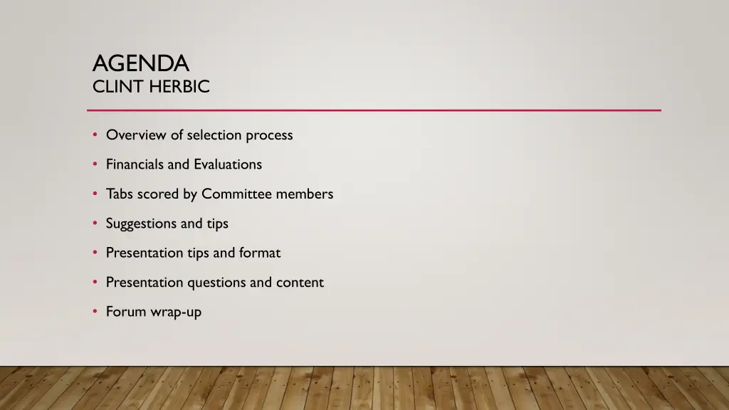 agenda clint herbic