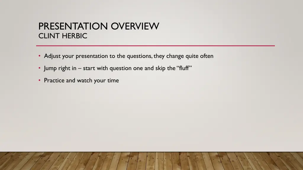 presentation overview clint herbic