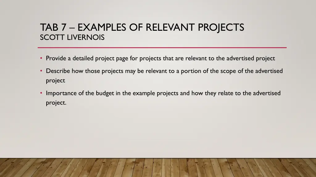 tab 7 examples of relevant projects scott