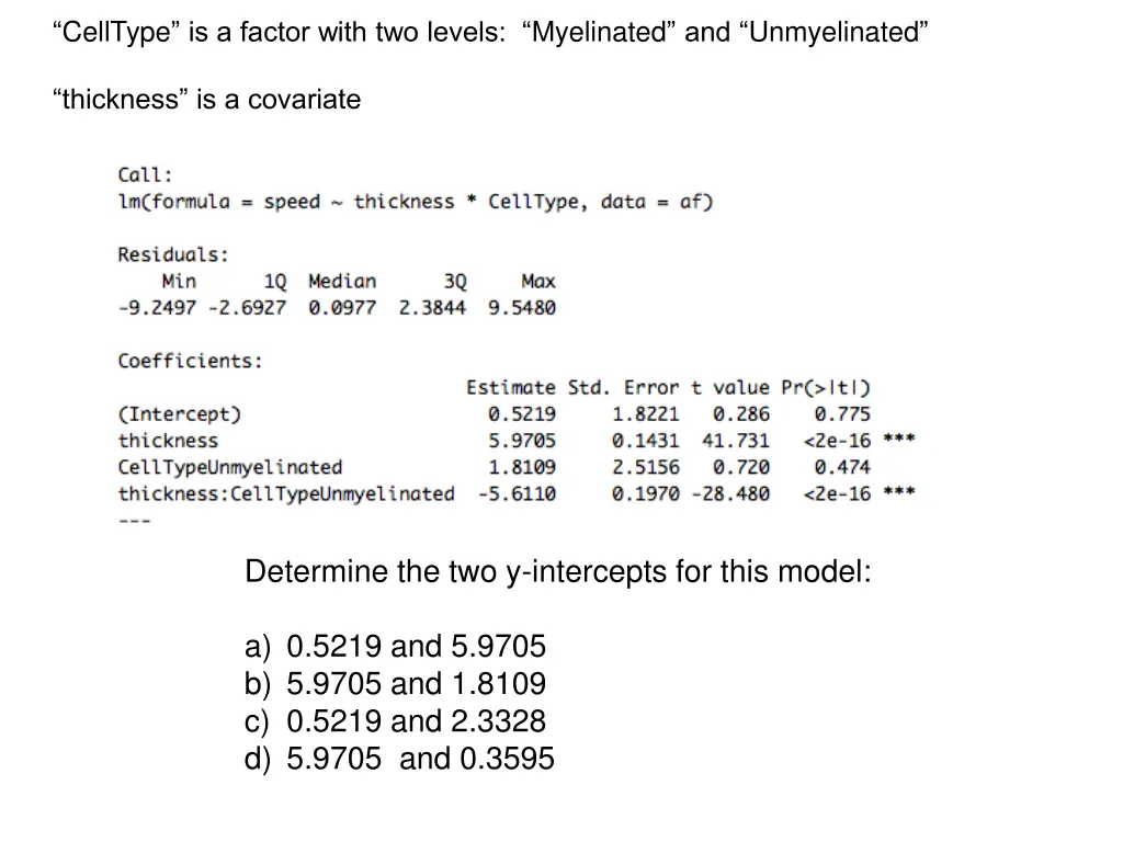 celltype is a factor with two levels myelinated 1