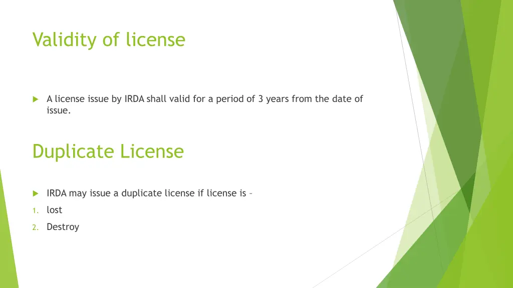 validity of license
