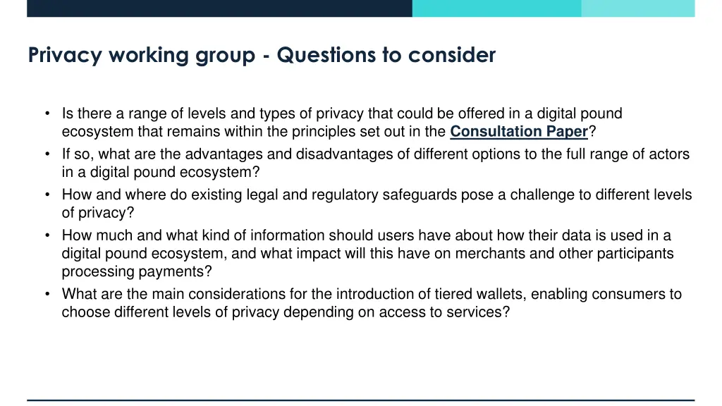 privacy working group questions to consider