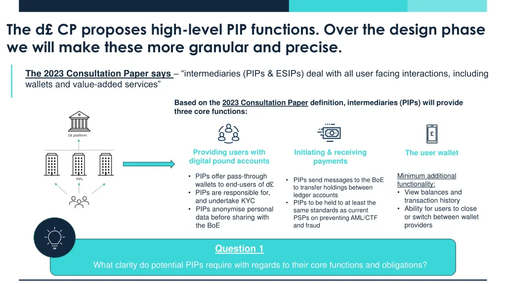the d cp proposes high level pip functions over