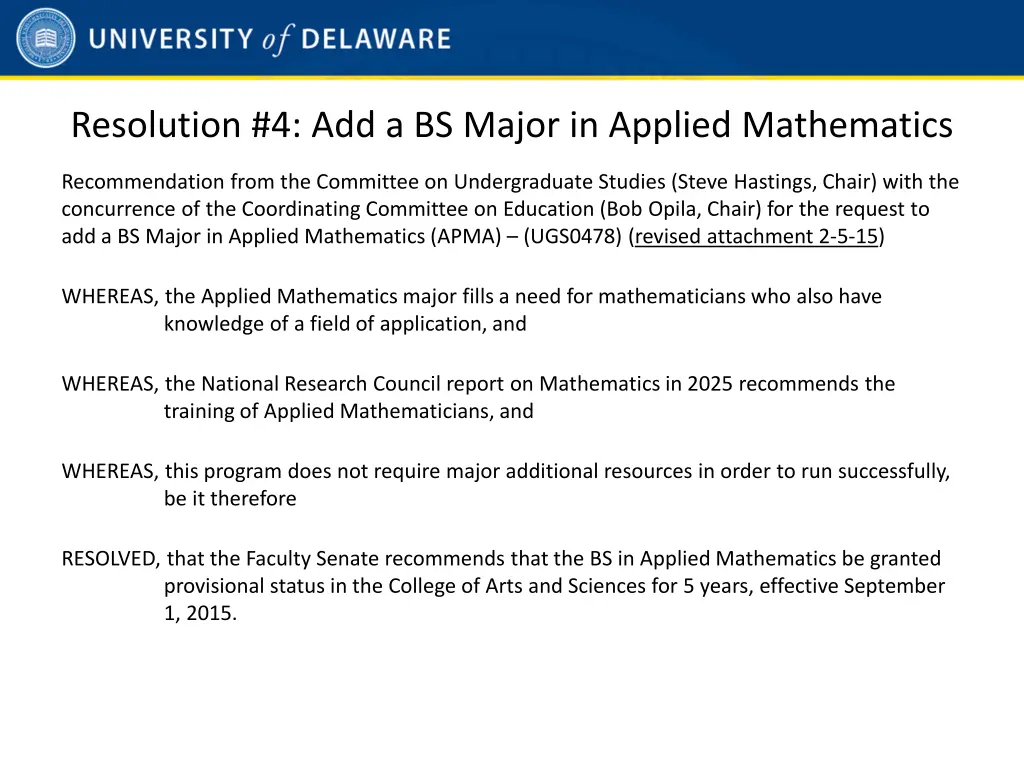 resolution 4 add a bs major in applied mathematics