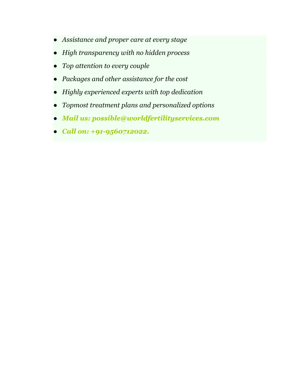 assistance and proper care at every stage