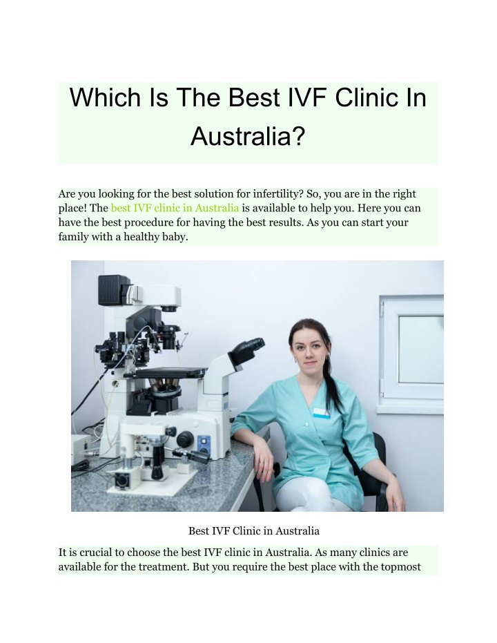 which is the best ivf clinic in australia