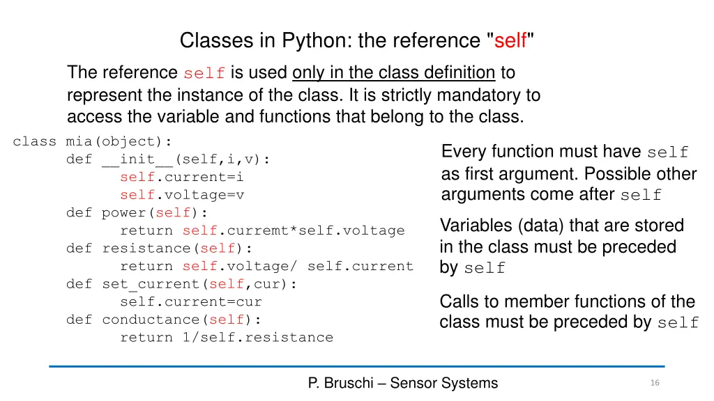 classes in python the reference self