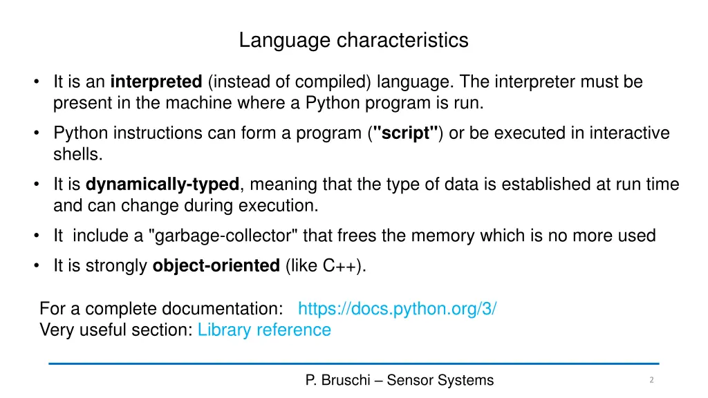 language characteristics