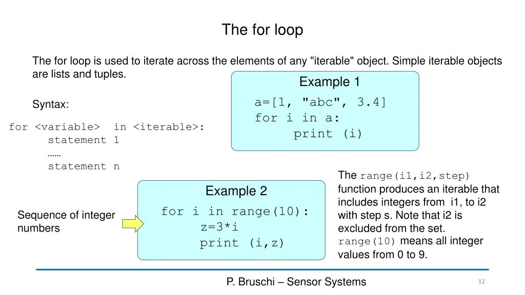 the for loop