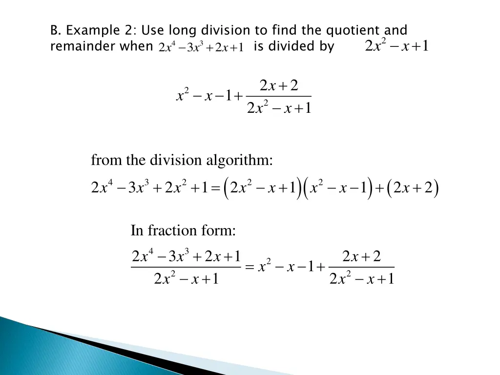 b example 2 use long division to find