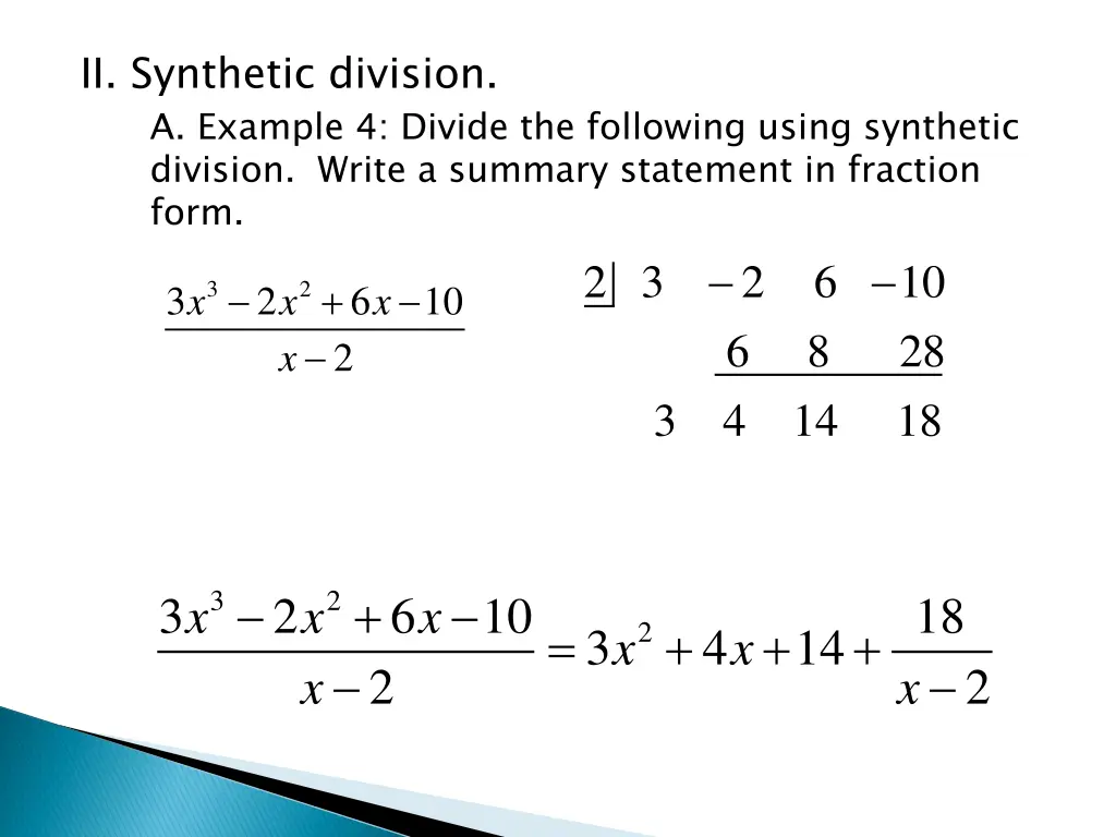 ii synthetic division a example 4 divide