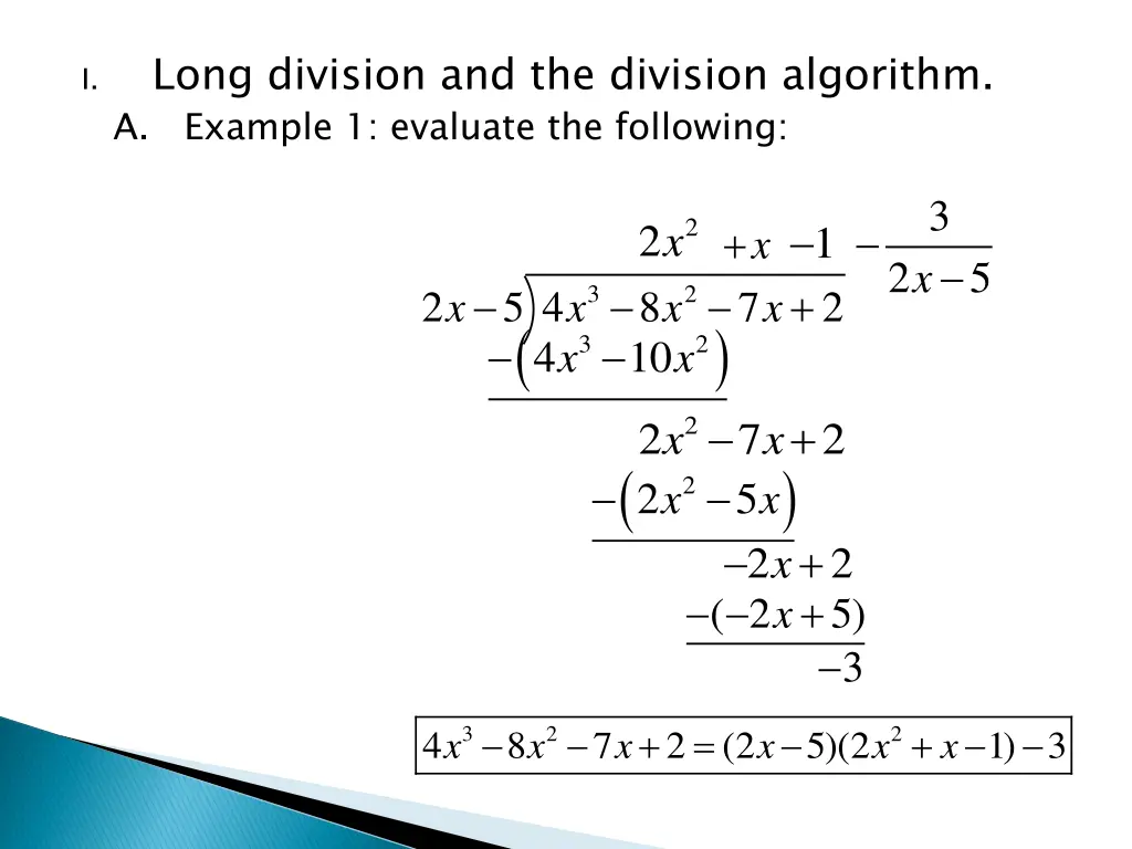 long division and the division algorithm example