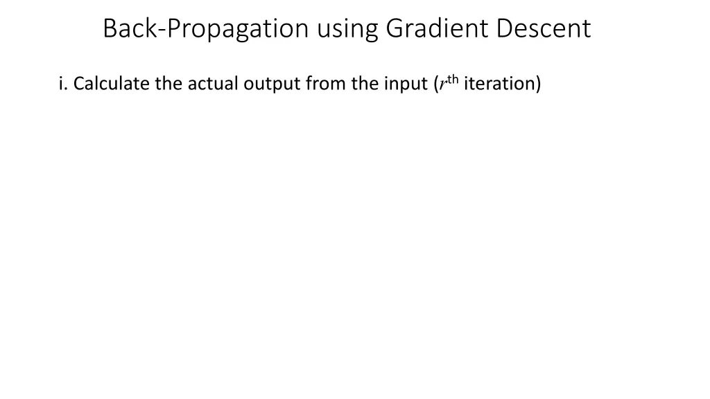 back propagation using gradient descent