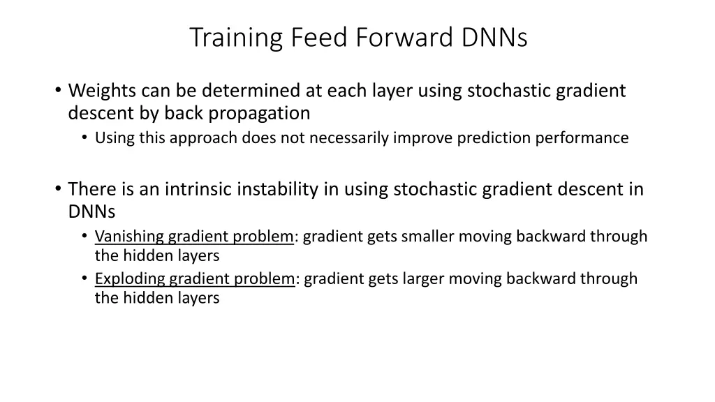 training feed forward dnns