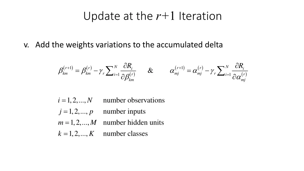 update at the r 1 iteration