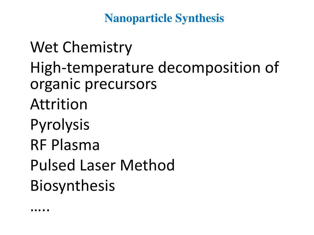 nanoparticle synthesis