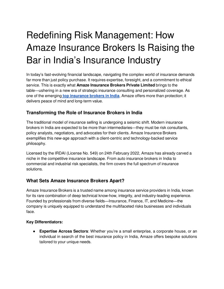 redefining risk management how amaze insurance