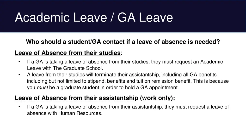 academic leave ga leave