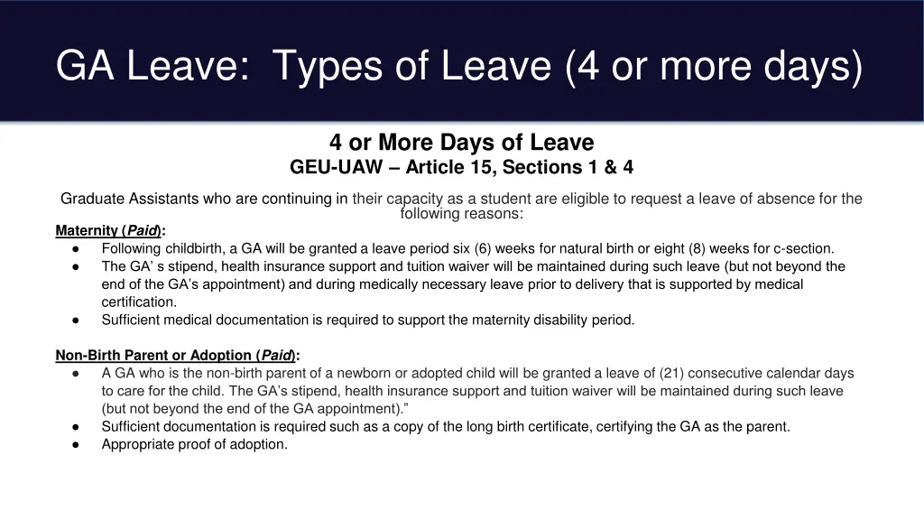 ga leave types of leave 4 or more days