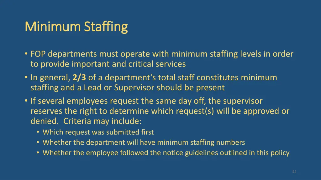 minimum staffing minimum staffing