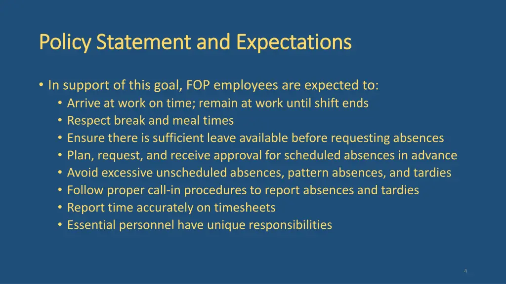 policy statement and expectations policy 1