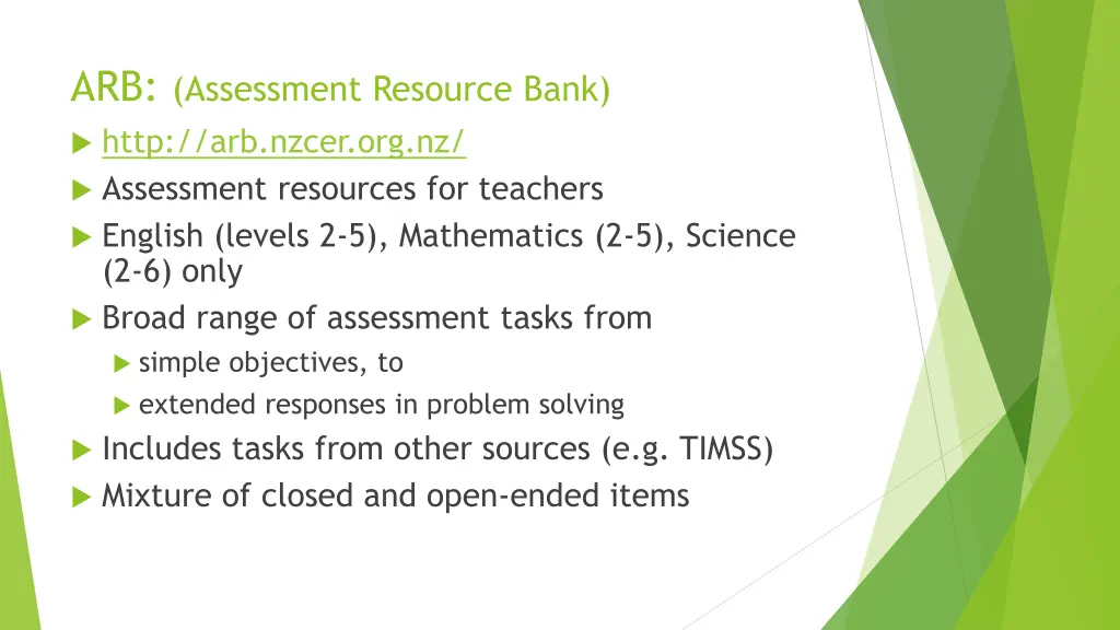 arb assessment resource bank http arb nzcer