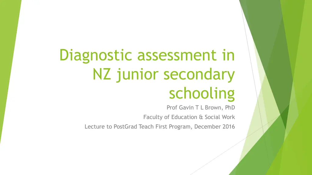 diagnostic assessment in nz junior secondary