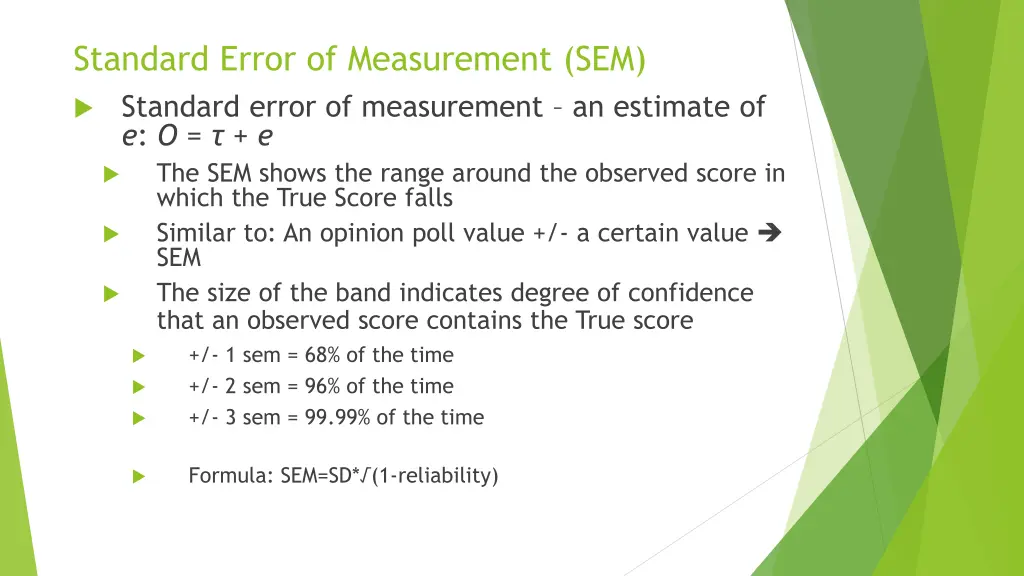 standard error of measurement sem standard error
